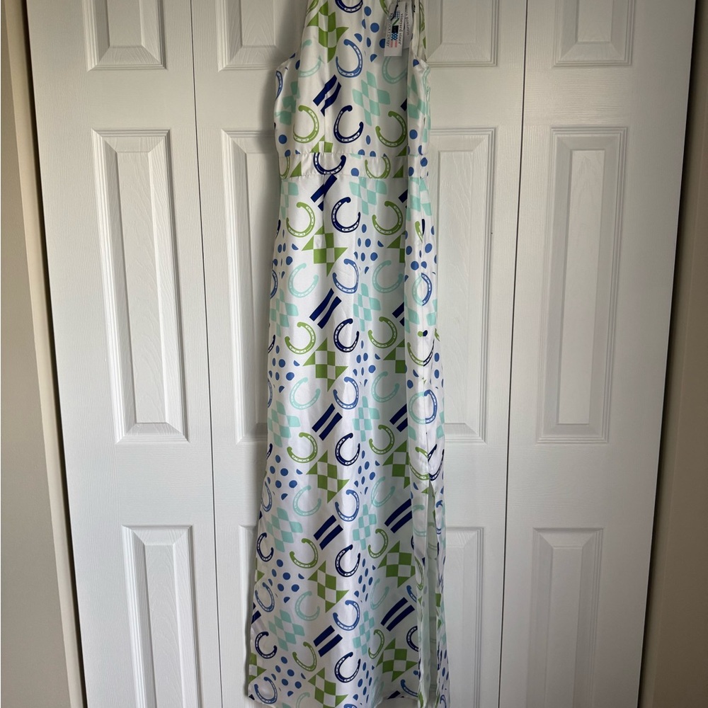 Vineyard Vines Kentucky Derby 100% Silk Sleeveless Maxi Dress - Picture 3 of 9